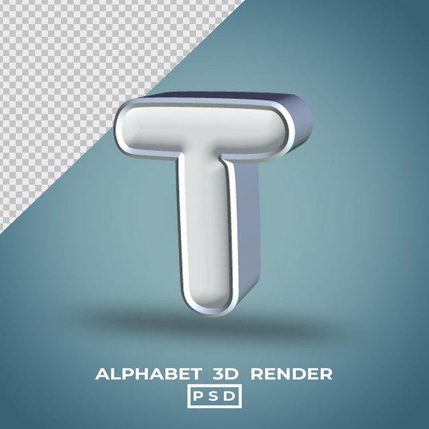 3D-Rendering des Alphabets in weißer Silberfarbe