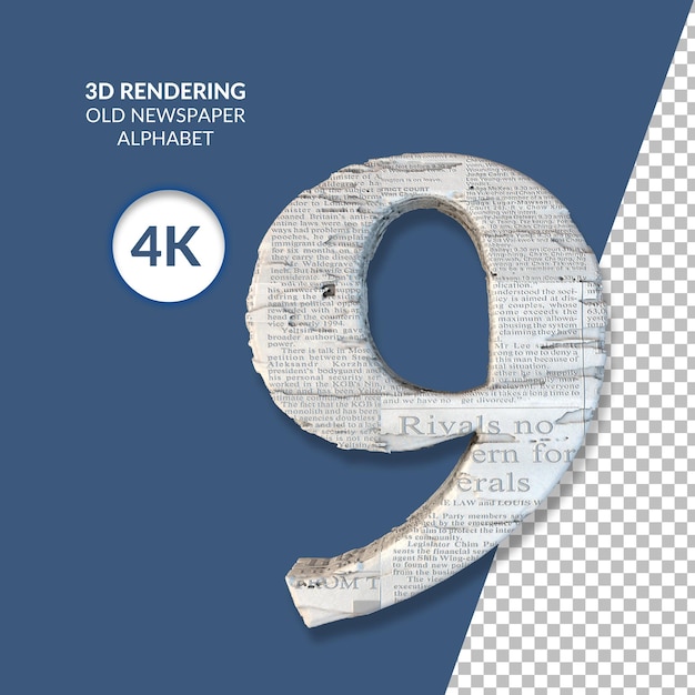 3D-Rendering des alten Zeitungsalphabets isoliert