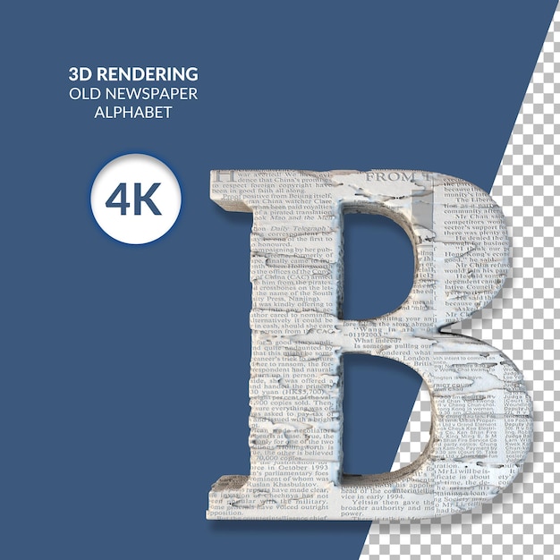 3d-rendering des alten zeitungsalphabets isoliert