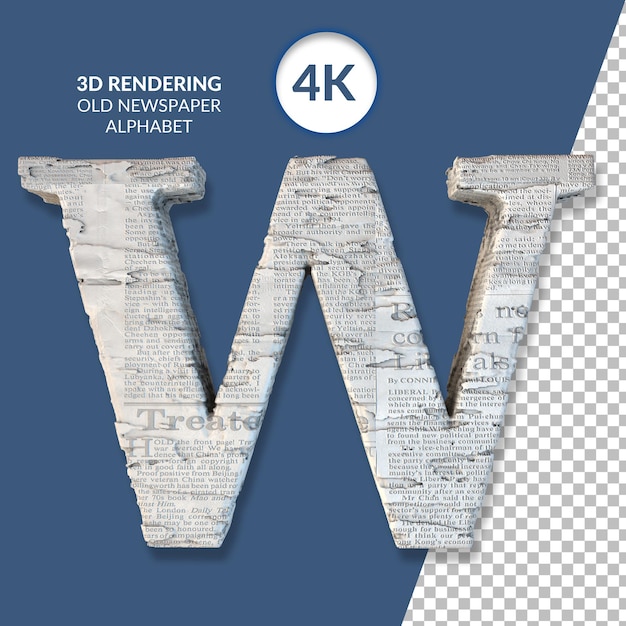 PSD 3d-rendering des alten zeitungsalphabets isoliert