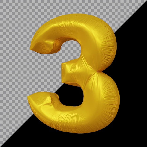 PSD 3d-rendering des ballons nummer 3