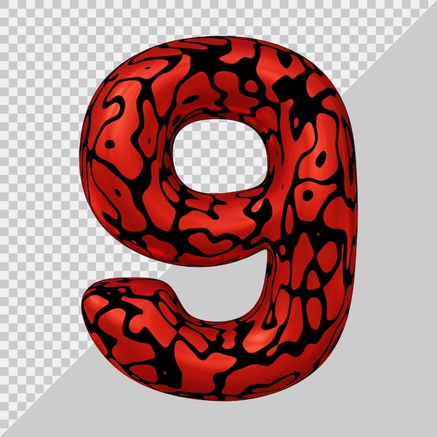 3D-Rendering des Ballons Nummer 9