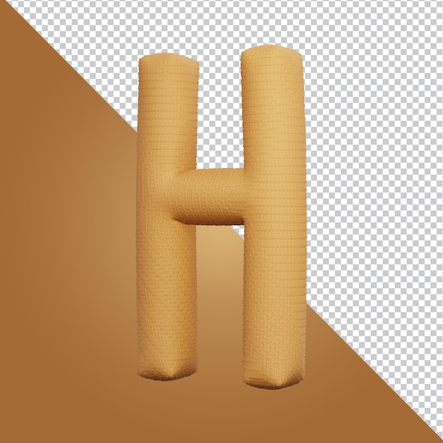 3d-rendering des buchstaben h isoliert