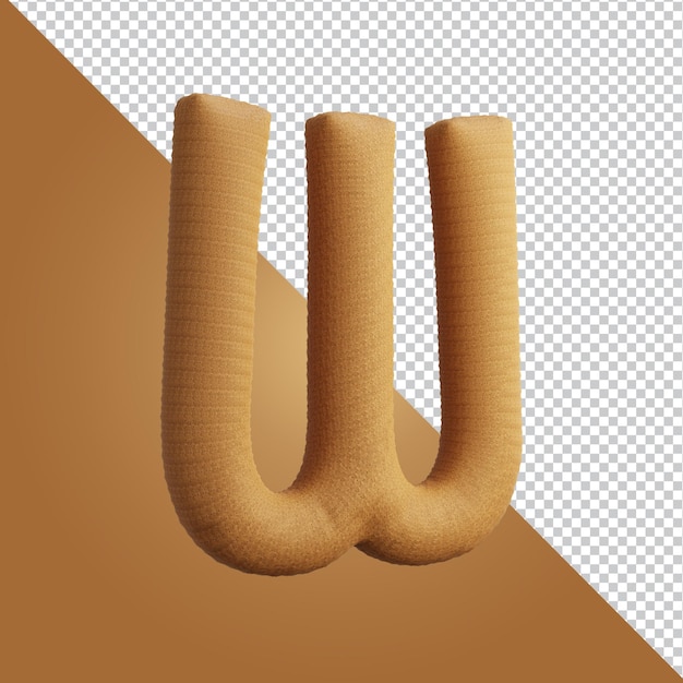 3d-rendering des buchstaben w isoliert