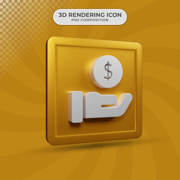 PSD 3d-rendering des einkommens-dollarzeichen-symbolentwurfs