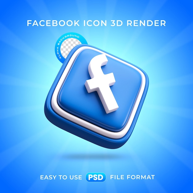 3d-rendering des facebook-logos für soziale medien