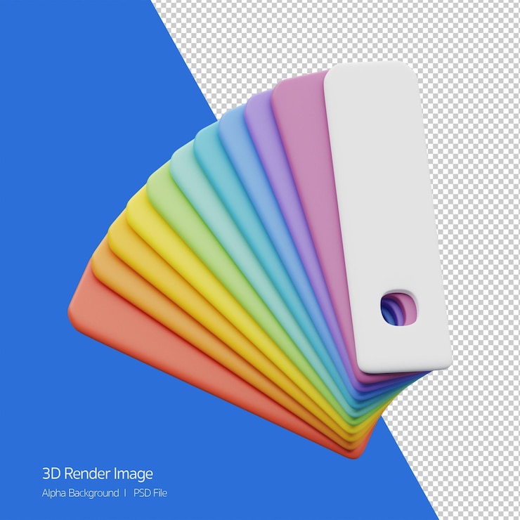 PSD 3d-rendering des farbdiagrammsymbols isoliert auf weiss.
