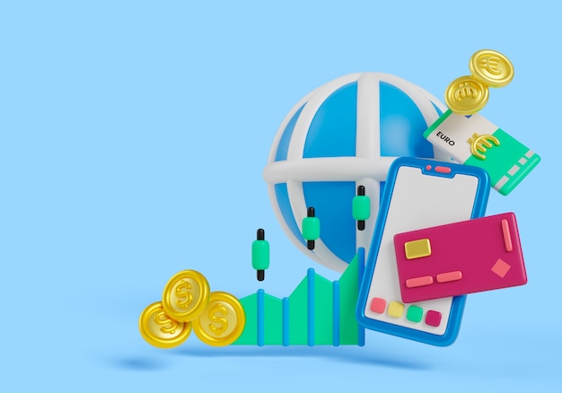 3D-Rendering des Finanzhintergrundes
