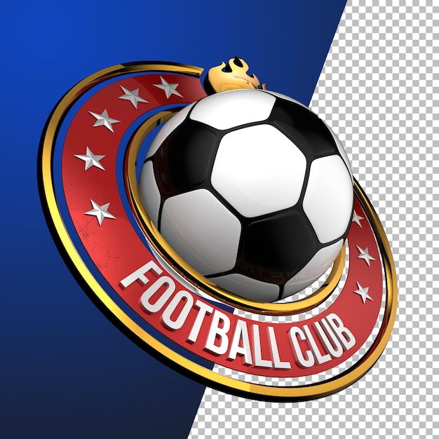 PSD 3d-rendering des fußball-fußball-emblem-grafikkonzepts