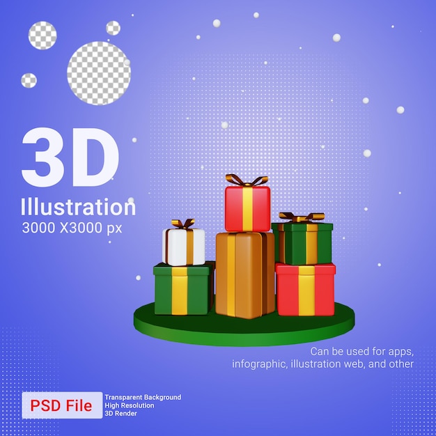 3d-rendering des geschenks auf dem podium