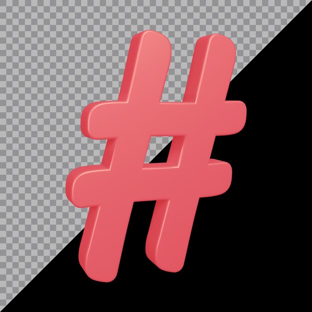 3D-Rendering des Hashtag-Symbols