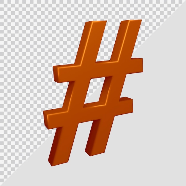 PSD 3d-rendering des hashtag-symbols