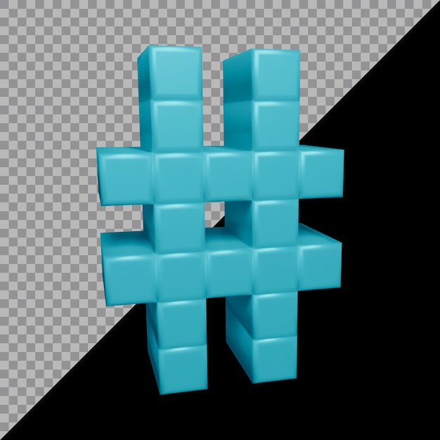 PSD 3d-rendering des hashtag-symbols