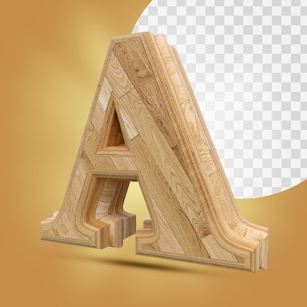 PSD 3d-rendering des hölzernen alphabets isoliert