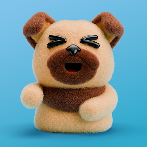 3D-Rendering des Hunde-Emoji-Symbols