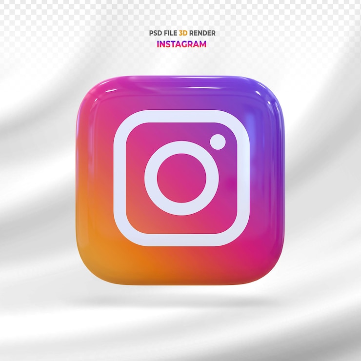 PSD 3d-rendering des instagram-logos für soziale medien