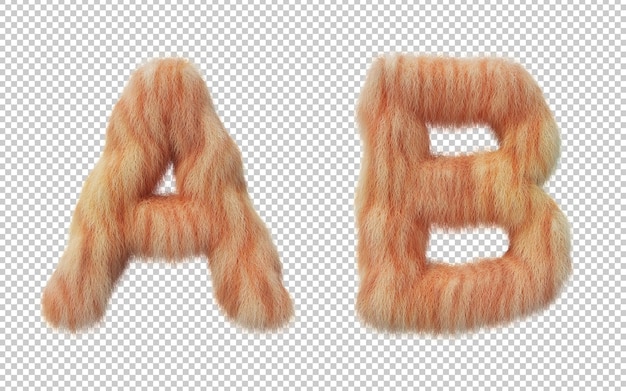 3D-Rendering des Katzenhaar-Effekt-Alphabets
