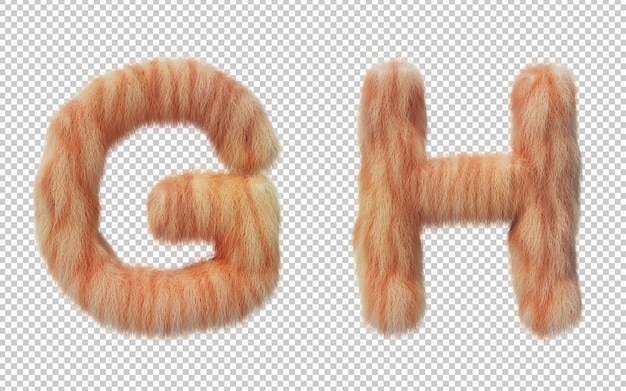 3D-Rendering des Katzenhaar-Effekt-Alphabets