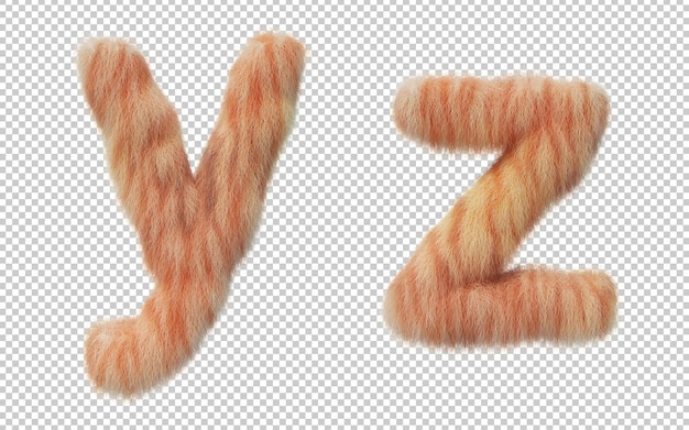 3D-Rendering des Katzenhaar-Effekt-Alphabets