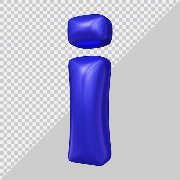 3D-Rendering des kleinen Buchstaben i mit modernem Stil