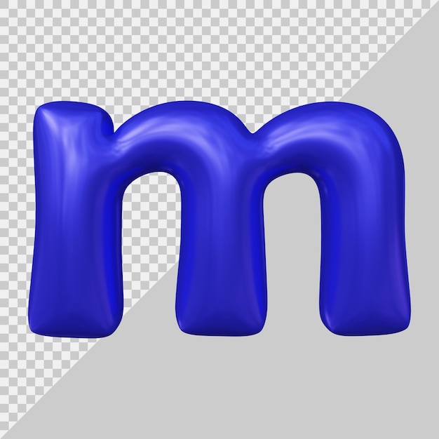 3D-Rendering des kleinen Buchstaben m mit modernem Stil
