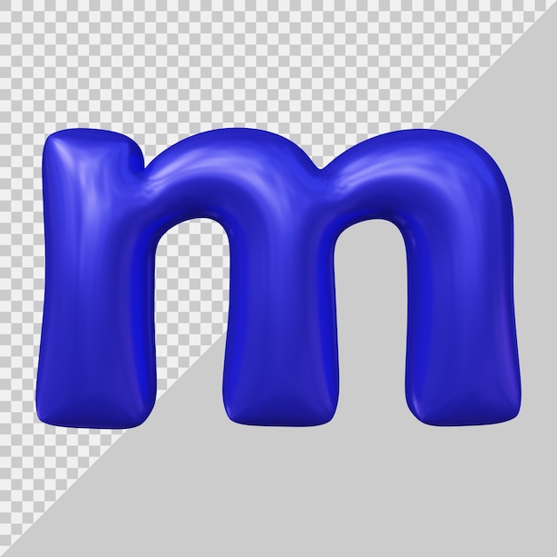 3d-rendering des kleinen buchstaben m mit modernem stil