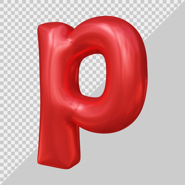 3D-Rendering des kleinen Buchstaben p-Ballons