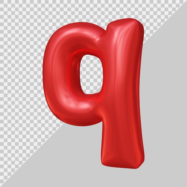 3D-Rendering des kleinen Buchstaben q-Ballons