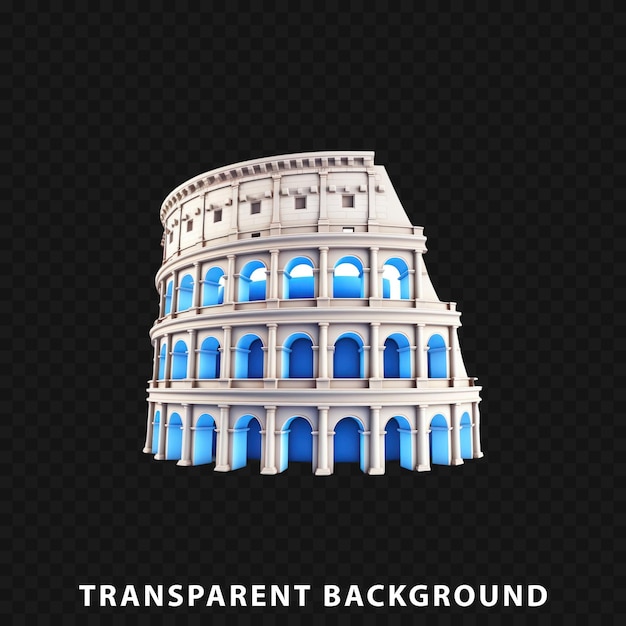 PSD 3d-rendering des kolosseums auf durchsichtigem hintergrund