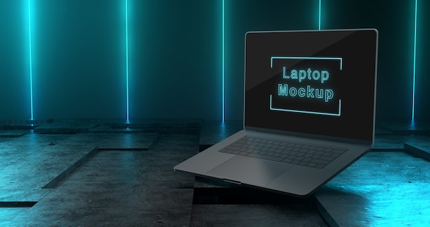 PSD 3d-rendering des laptop-modells