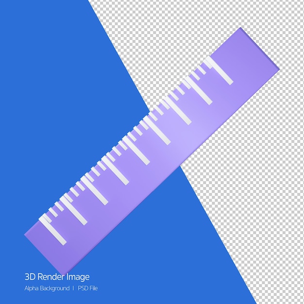 3D-Rendering des Lineal-Symbols isoliert auf weiss.