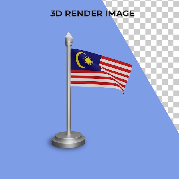 PSD 3d-rendering des malaysischen flaggenkonzepts malaysia national day premium psd