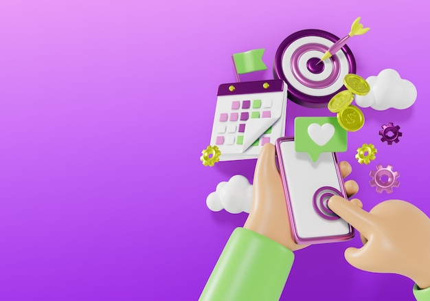 3D-Rendering des Marketing-Verkaufs-Hintergrunds