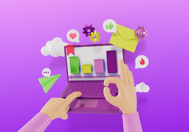 3D-Rendering des Marketing-Verkaufs-Hintergrunds