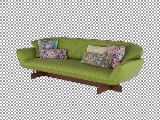 3d-rendering des minimalistischen ledersofa-interieurs isoliert