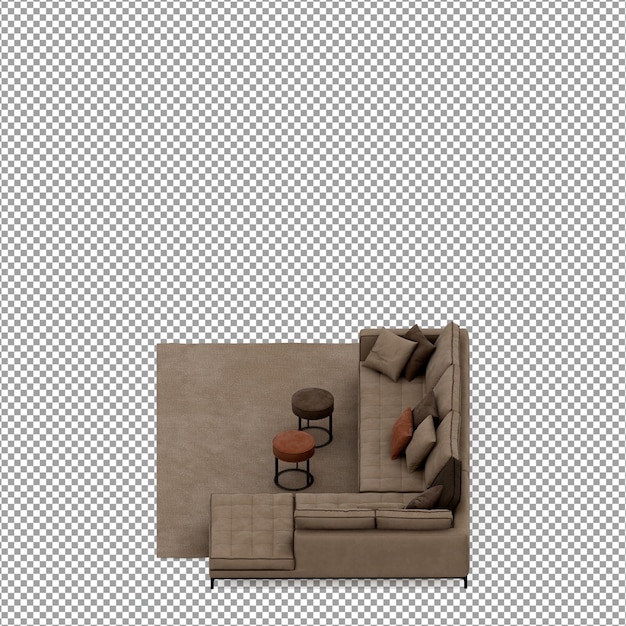 3D-Rendering des minimalistischen Sofas isoliert