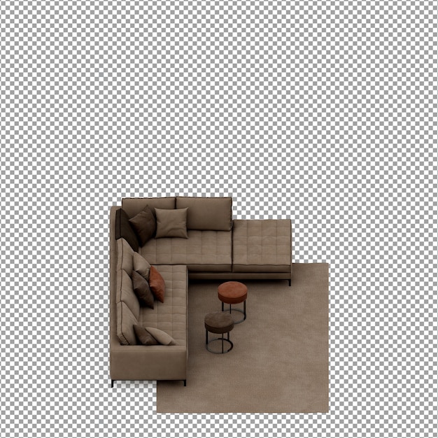 3D-Rendering des minimalistischen Sofas isoliert