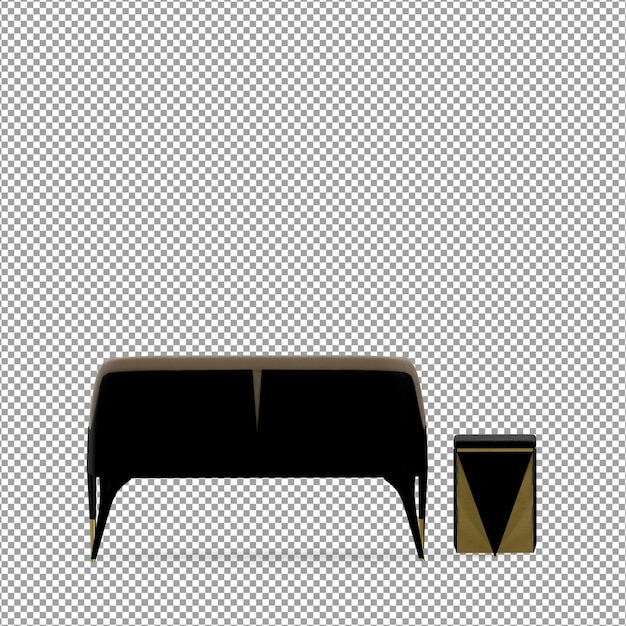 PSD 3d-rendering des minimalistischen sofas isoliert