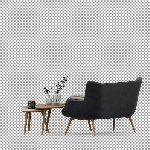 PSD 3d-rendering des minimalistischen sofas isoliert