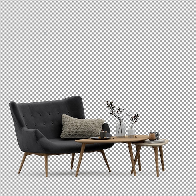 3D-Rendering des minimalistischen Sofas isoliert