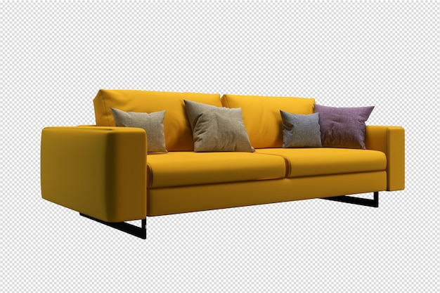 PSD 3d-rendering des minimalistischen sofas isoliert