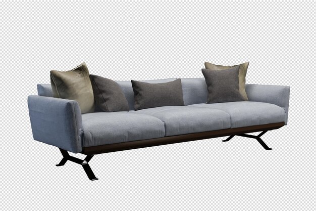 PSD 3d-rendering des minimalistischen sofas isoliert