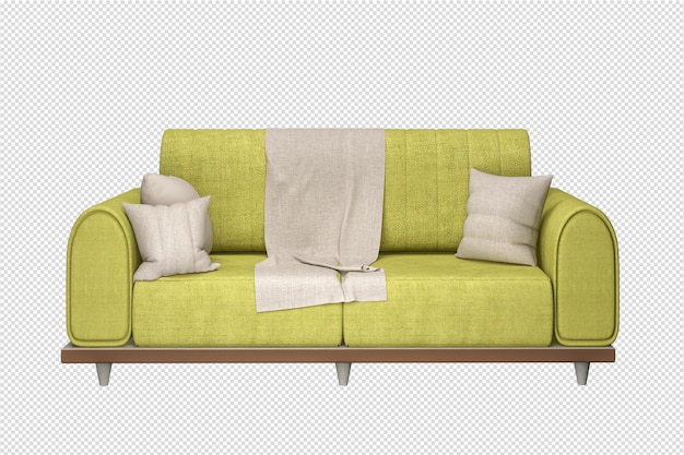 PSD 3d-rendering des minimalistischen sofas isoliert