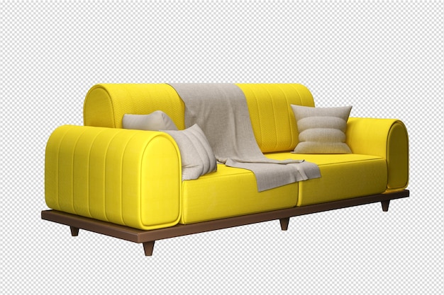 PSD 3d-rendering des minimalistischen sofas isoliert