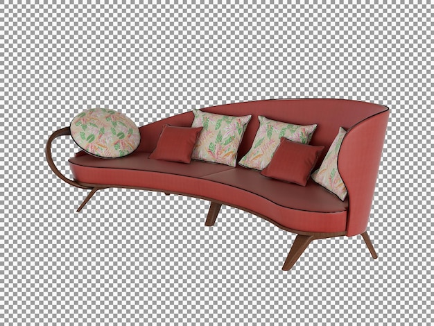 3d-rendering des minimalistischen sofas mit holzinnenraum isoliert