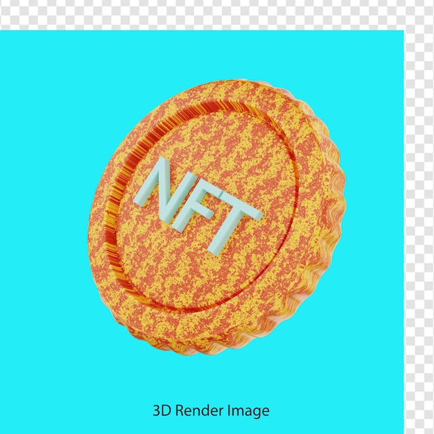 PSD 3d-rendering des nft-münzensymbols