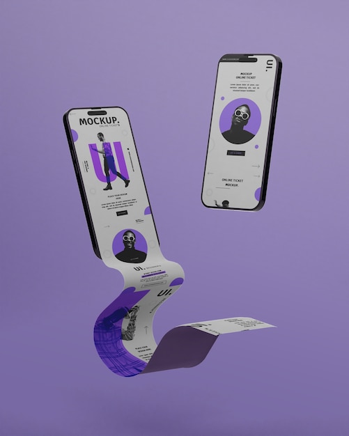 3D-Rendering des Online-Ticket-Mockups