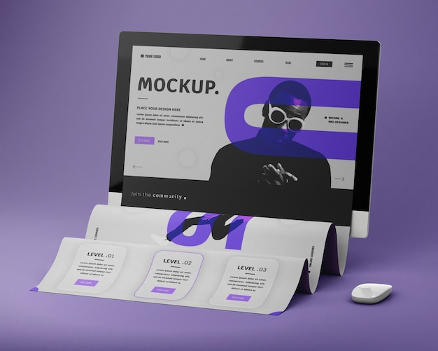 3D-Rendering des Online-Ticket-Mockups