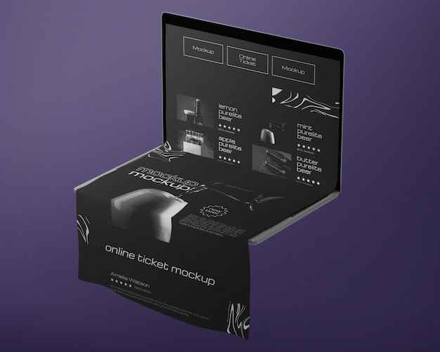 3D-Rendering des Online-Ticket-Mockups