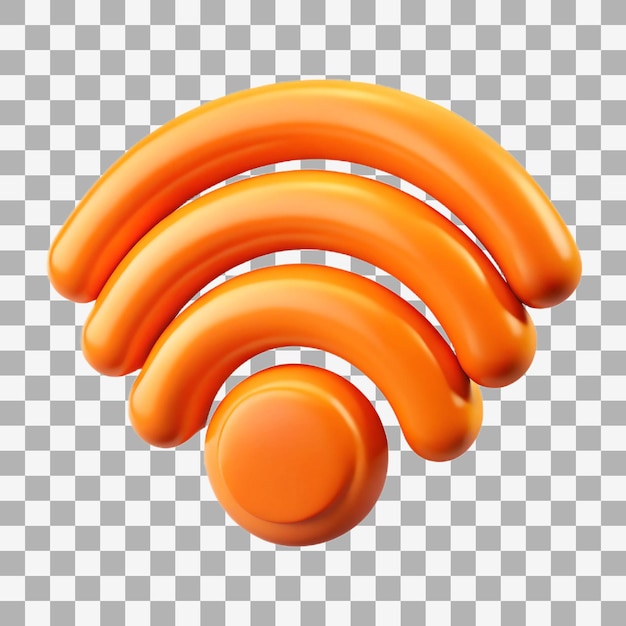 3D-Rendering des orangefarbenen WLAN-Symbols